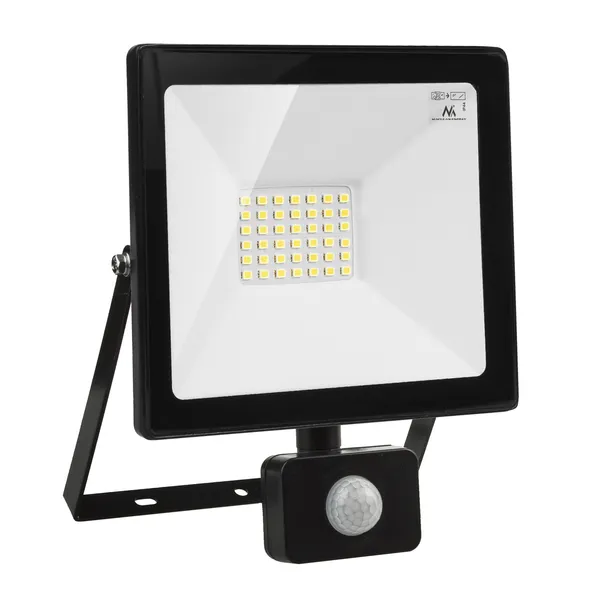 Mozgásérzékelős led reflektor 30w, meleg fehér, ip44, maclean mce630