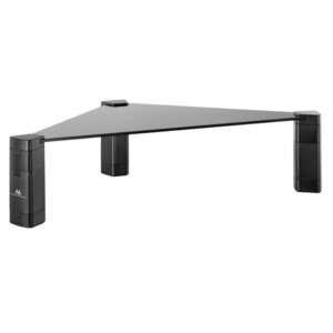 Ergonomikus háromszög laptop/monitor állvány, edzett üveg, 20kg, fekete