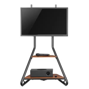 Maclean mc-455 tv állvány, 40kg, 37-75, fekete, fa polcokkal