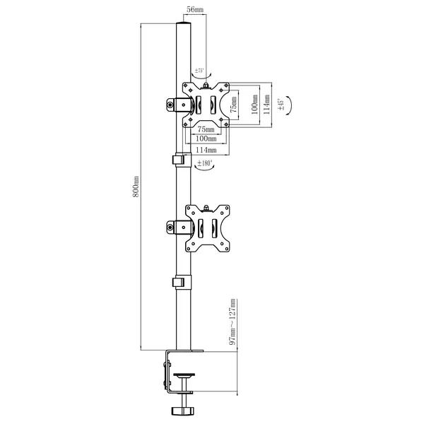 Maclean mc-966 dupla monitor tartó, 13-27, 9kg, fekete