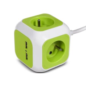 Magiccube 4 aljzat 2 usb elosztó 1,4m fehér-zöld