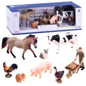 Kézzel festett farm állatfigurák készlet