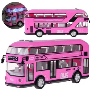 Rózsaszín emeletes busz hanggal és fénnyel