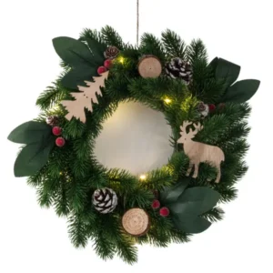 Led karácsonyi ajtó koszorú dísz 20cm