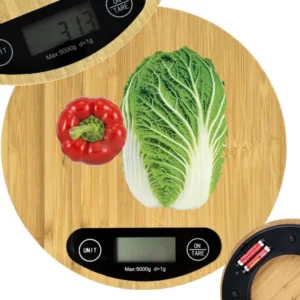 Bambusz lcd konyhai mérleg 5kg-ig