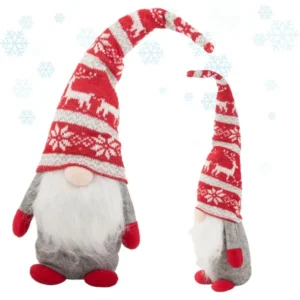 Karácsonyi szürke gnóm 48cm puha dekoráció