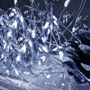 Springos® hideg fehér led füzér 20x mikro dióda, 2m, elemes