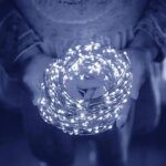 Springos® napelemes led füzér 200 hideg fehér 22m