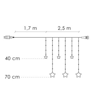 Springos® meleg fehér csillagfüggöny 138 led, 8 program, 4,2m