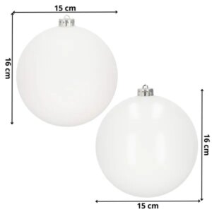 Springos® fehér törhetetlen karácsonyi gömb 15cm 2db