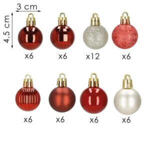 Springos® törhetetlen karácsonyi díszek 54db - piros/arany