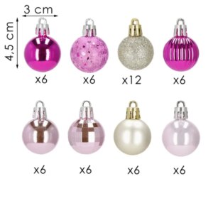 Springos® törhetetlen karácsonyi díszek 54 db, rózsaszín-arany, 3 cm