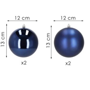 Springos® sötétkék törhetetlen karácsonyi dísz 12cm 4db