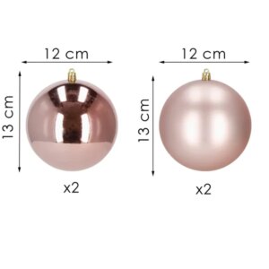 Springos® rózsaarany törhetetlen karácsonyi gömbkészlet 4db