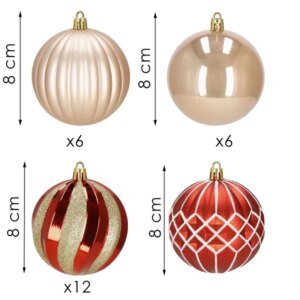 Springos® törhetetlen karácsonyi díszek 30db - piros/rózsaarany/arany