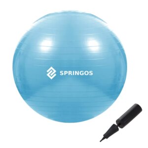 Világoskék edzőlabda 55 cm, pumpával, 150 kg-ig