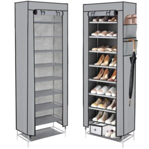 Springos® 9 polcos cipőtároló szekrény, szürke-fekete, 168 cm