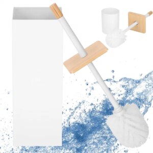 Springos® bambusz wc-kefe - fehér/barnás design