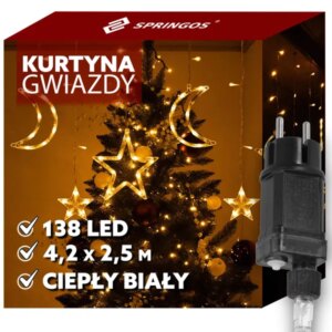 Springos® meleg fehér led dekoráció 138 led, 8 program, ip44
