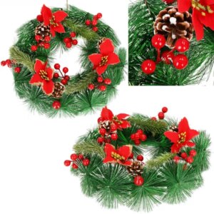Springos® karácsonyi koszorú, zöld-piros, 30cm