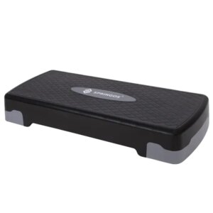 Springos stepper, 2 szint, csúszásmentes, 350kg, fekete-szürke-piros