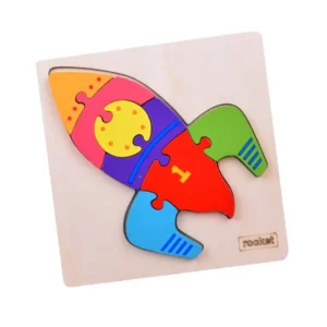 Fa rakéta 3d puzzle - montessori játék gyerekeknek