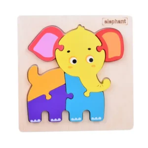 Színes elefánt fa puzzle gyerekeknek