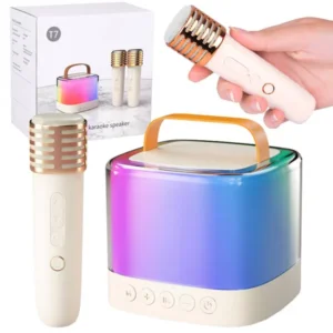 Vezeték nélküli mini dj hangszóró 2 mikrofonnal