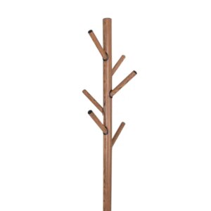 Springos fém ruhaállvány 180cm, fekete-fa, 6 akasztó