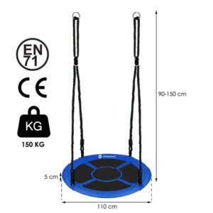 Springos kék-fekete fészekhinta 110cm