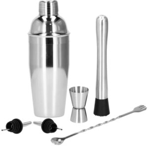 Rozsdamentes acél bármixer készlet 6 db, 550 ml shakerrel