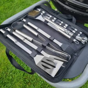 Springos grill készlet 20db rozsdamentes acél ezüst tokkal