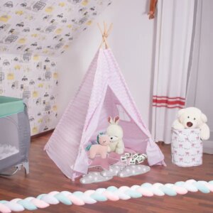 Rózsaszín zigzag tipi sátor gyerekeknek