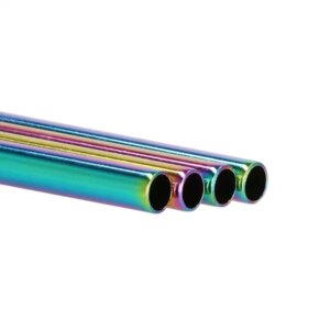Springos holo fém szívószál készlet 10 db - vászon tokkal