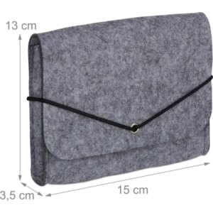 Szürke filc laptop táska 15x13cm gumis zárással