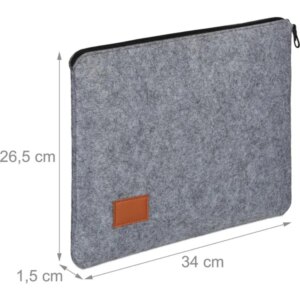 Szürke filc laptop tok cipzáros zsebbel