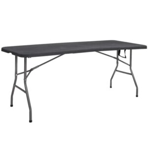 Springos összecsukható fekete asztal 180x75cm