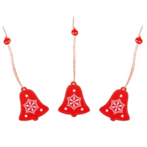 Springos fa dísz szett 3db piros-fehér