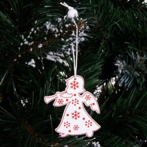 Springos fa dísz szett 3db - fehér piros, törhetetlen