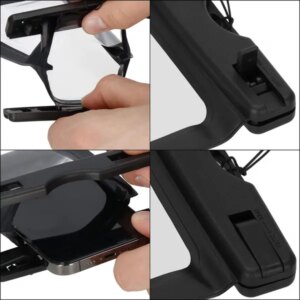 Springos® vízálló telefon tok - átlátszó/fekete, dupla patent, 20,5x11,5 cm