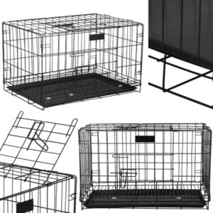 Springos® fekete összecsukható ketrec 93x67x56,5 cm