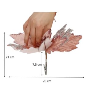 Springos® rózsaszín poinsettia dekoráció 26cm