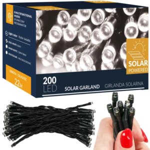 Springos® napelemes led füzér 200 hideg fehér