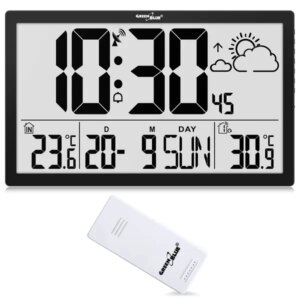 Nagy lcd falióra hőmérséklet és dátum kijelzéssel - greenblue gb218
