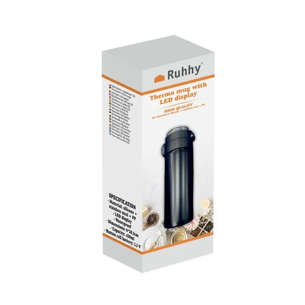 Ruhhy led thermo bögre 420ml - szivárgásmentes, elegáns, fekete - Image 2