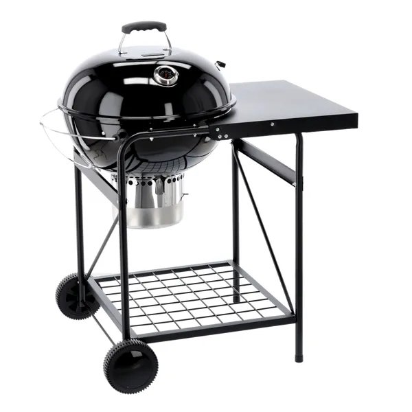 Kerekes zománcozott grill 57cm hőmérővel