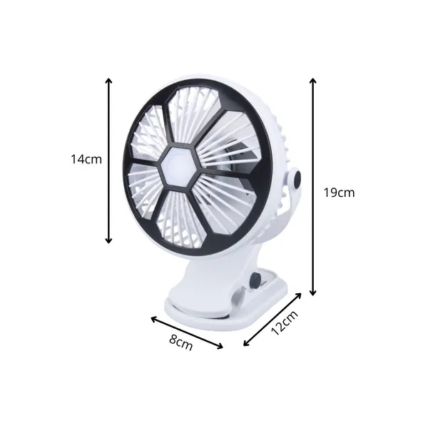 Led-es csíptetős asztali ventilátor 3 mód újratölthető - Image 6