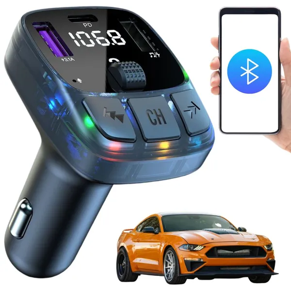 Autós fm transmitter bluetooth 5.3 usb-c kihangosító 12v