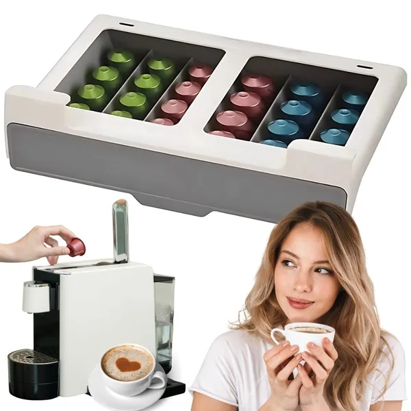 Nespresso 30 kapszula rendező, kihúzható, fehér-szürke