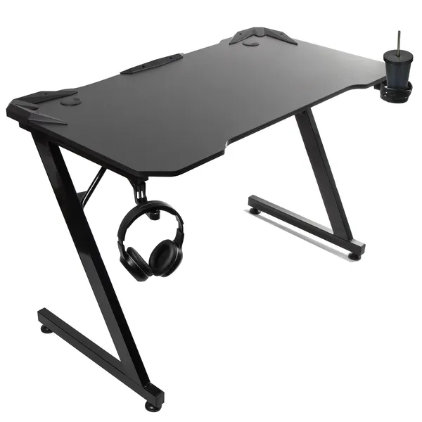 Nanors rs345 fekete gamer asztal, 110x60cm, 150kg, pohártartóval